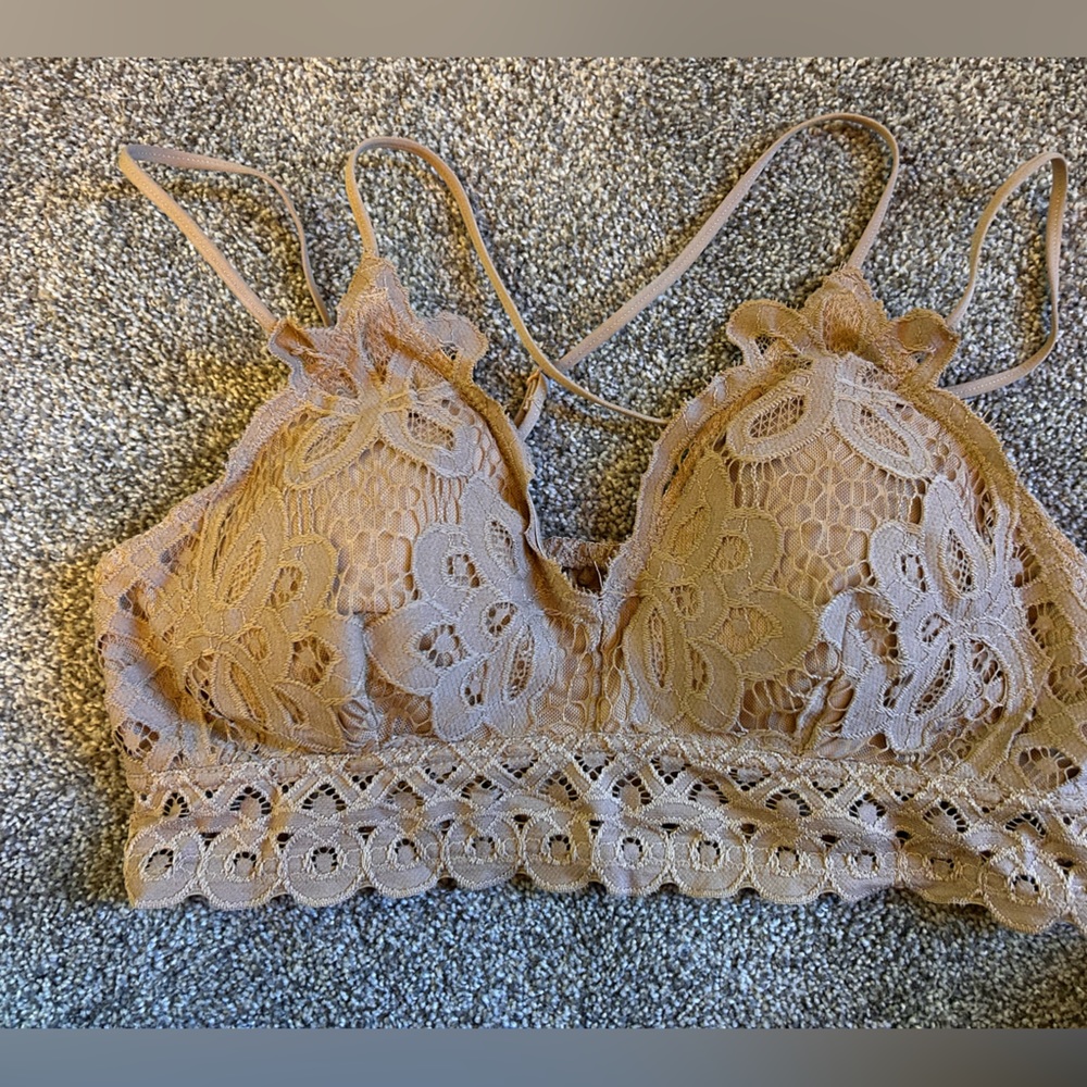 Tan lace bralette